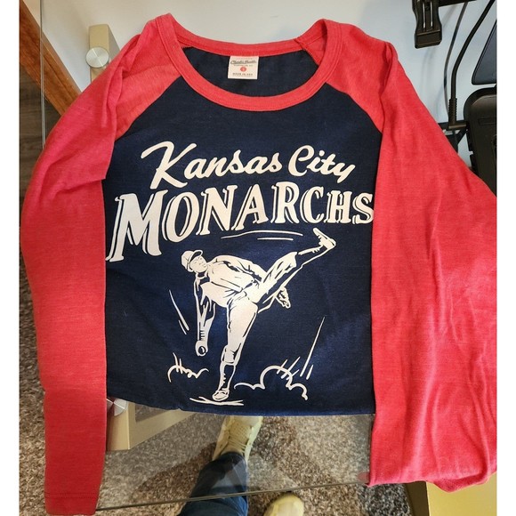 Charlie Hustle Kansas City Monarchs Navy museum raglan 3/4 sleeve t-shirt - Picture 1 of 7
